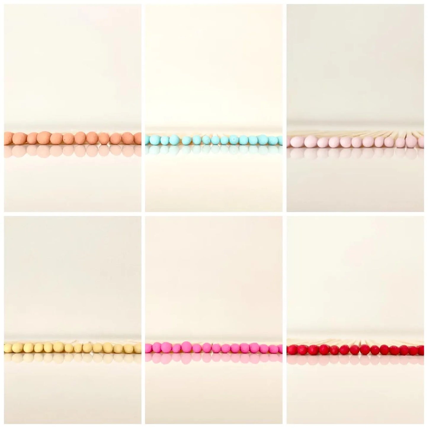 7.5 cm colour tipped matches in orange, aqua, light pink, yellow, hot pink and red. 