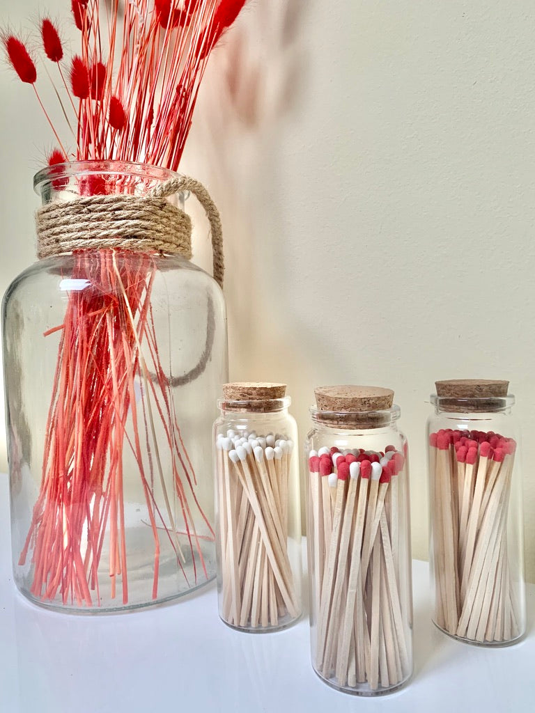colourful long 9.8 cm safety matches in glass test tube with cork lid – Uncommon Threes