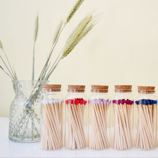 colourful long 9.8 cm safety matches in glass test tube with cork lid – Uncommon Threes