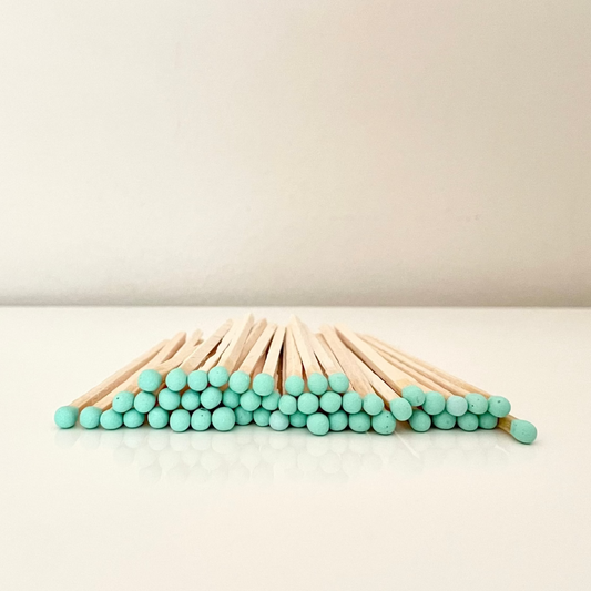 9.8 cm aqua matches on surface.