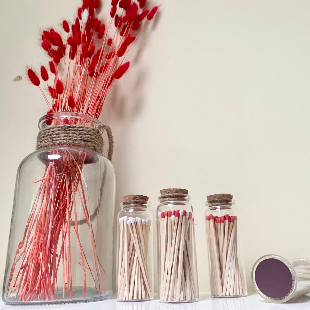 colourful long 9.8 cm safety matches in glass test tube with cork lid – Uncommon Threes