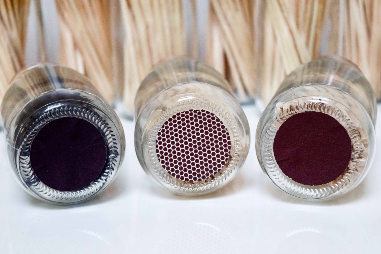 Set of 1.5 inch - 3.8 cm self adhesive brown honeycomb or black strikers. Available in sets of 12, 24 or 50.