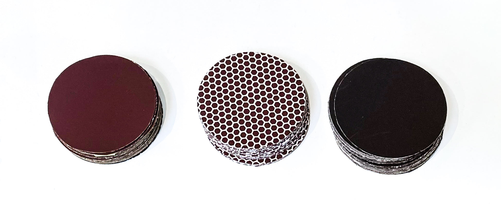 Set of 1.5 inch - 3.8 cm self adhesive brown honeycomb or black strikers for safety matches. Available in sets of 12, 24 or 50.