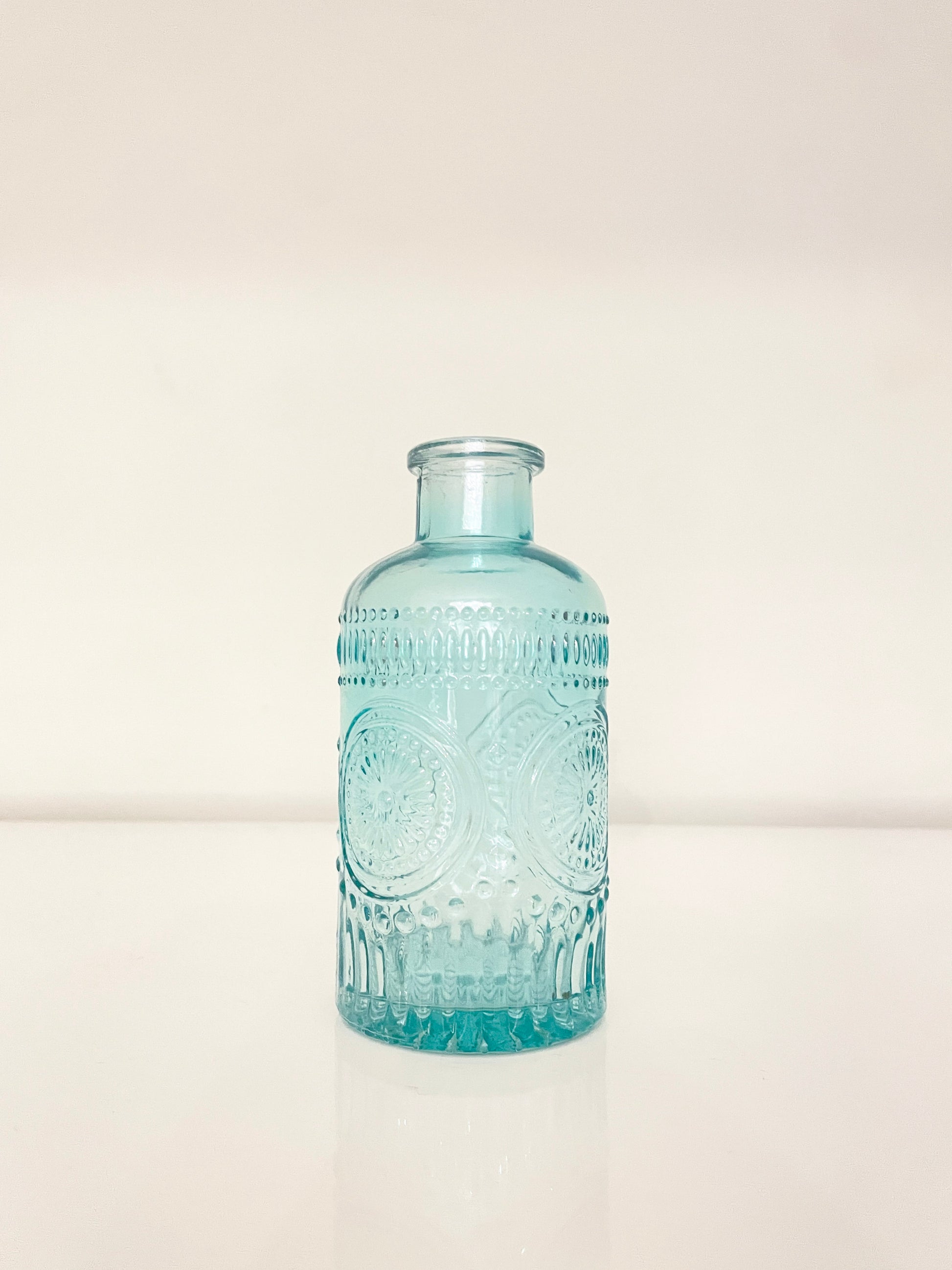A beautiful vintage glass vase in blue.