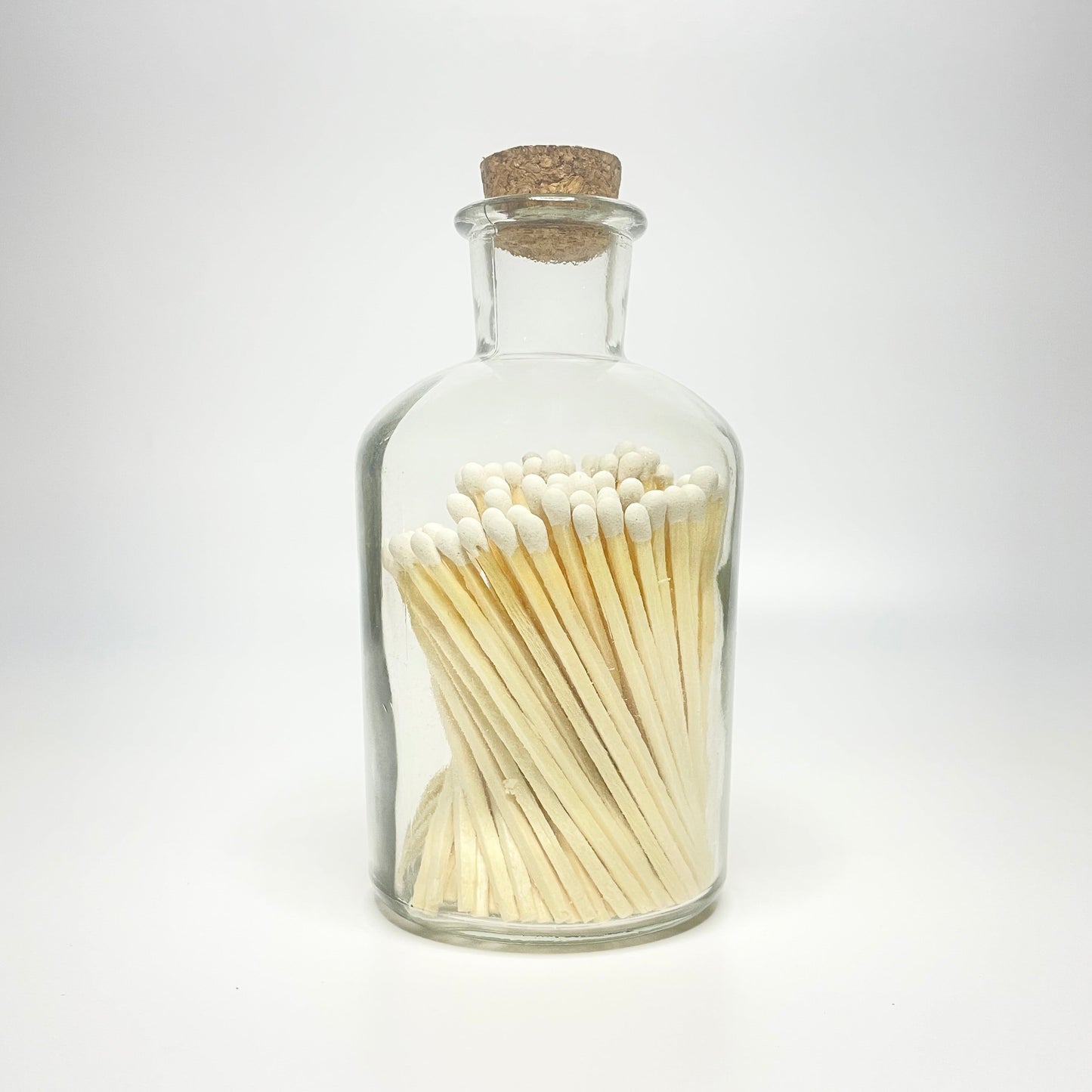 Apothecary match bottle filled with 7.5 cm white matches. 