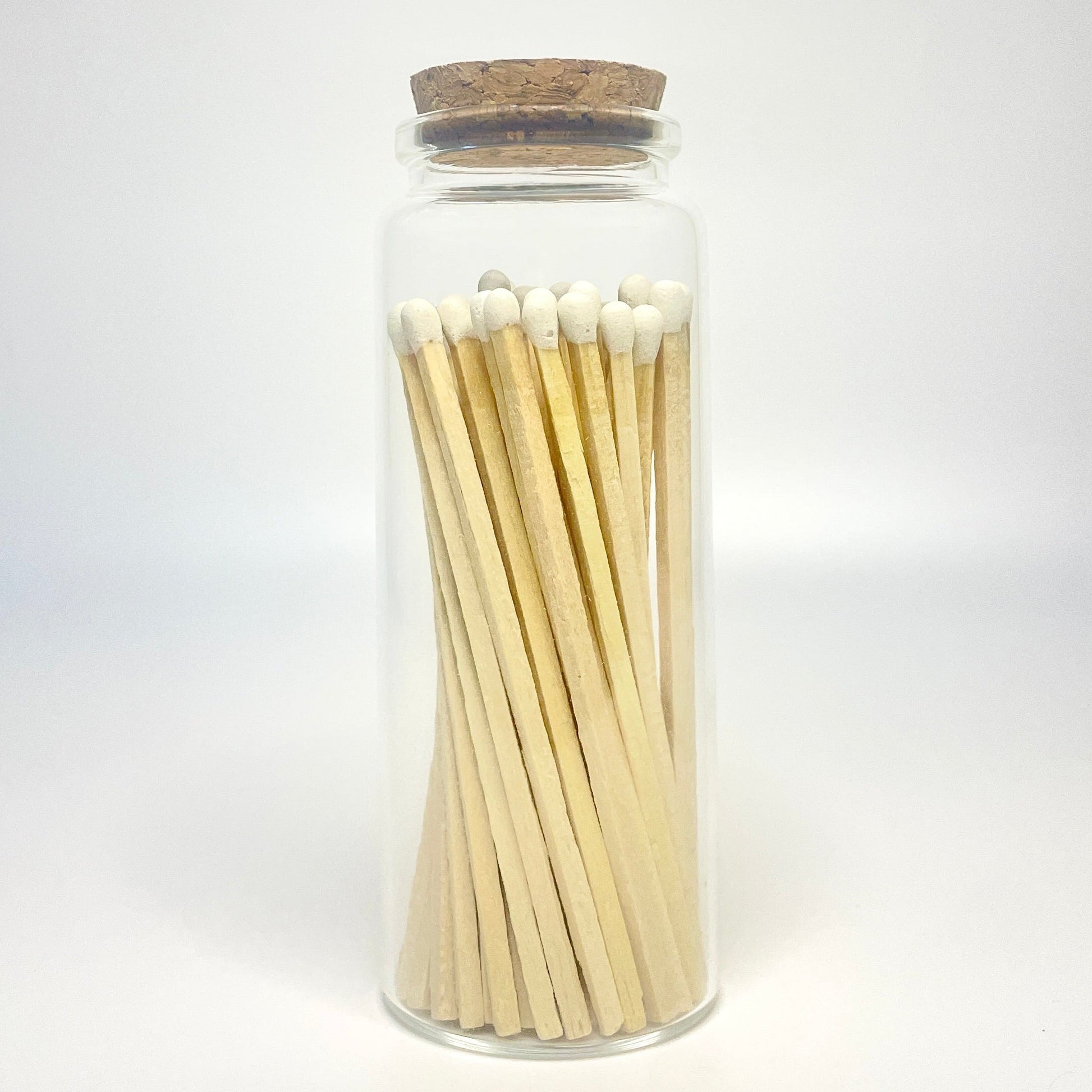 Test tube match bottle filled with 9.8 cm white matches. 